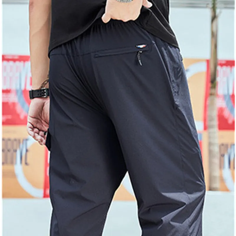 Thin Fast Dry Quick-dry Cropped Trousers 8XL 7XL 6XL Big Cargo High Waisted Summer Black Gray Stretched Plus Size Sports Shorts