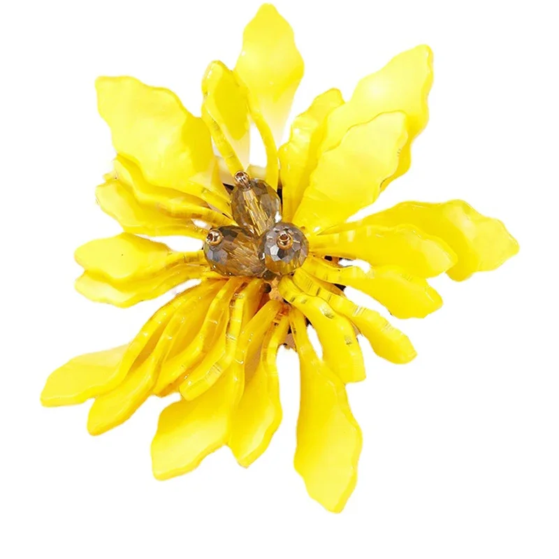 Blucome Newest Acrylic Colorful Flower Brooch for Women Girls Shirt Hat Bag Hijab Pins Wedding Party Corsage New Year Gifts