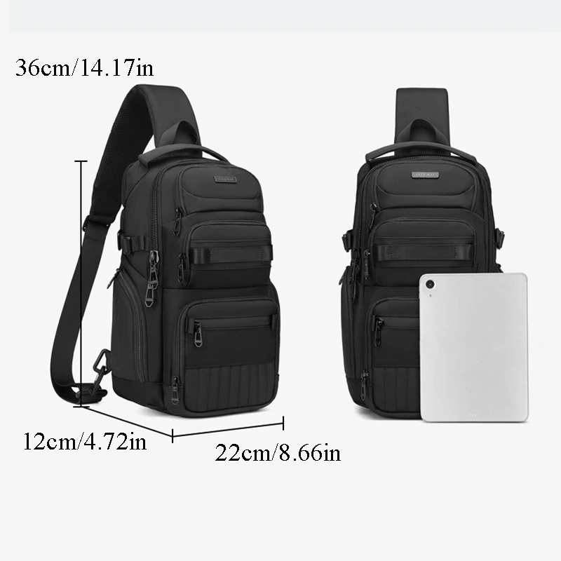 OZUKO Business Commute Men's Crossbody Bag Waterproof Multi-functional Fashion Brand Chest Outdoor Sports Casual Shoulder Bag
