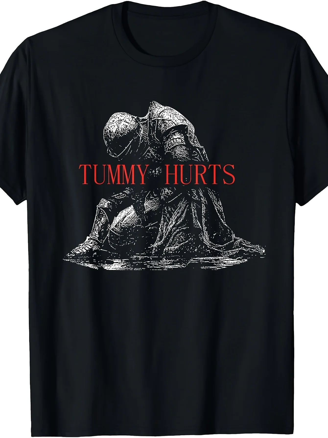 Men's TUMMY HURTS Meme Funny Print T Shirt Summer Oversize Tee Women Streetwear Casual Shirt Retro Harajuku O-Neck Gothic tops