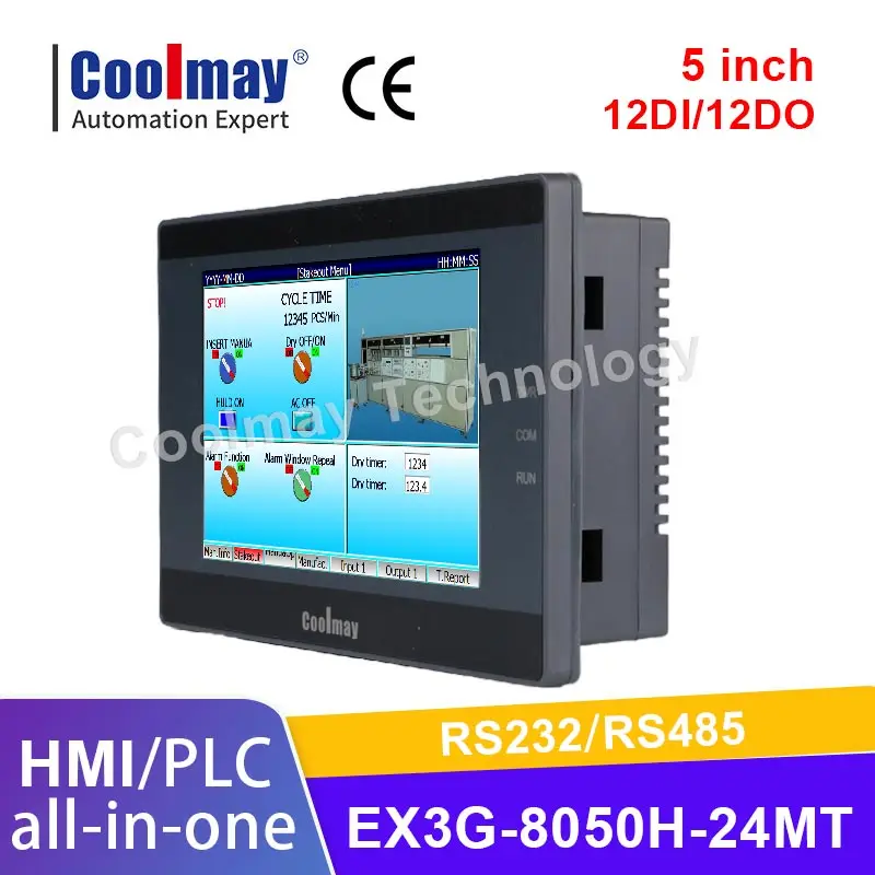 

Coolma 5-дюймовый HMI PLC Универсальный встроенный цифровой ввод/вывод Аналоговая поддержка Modbus RTU protocal Ethernet Дополнительная функция