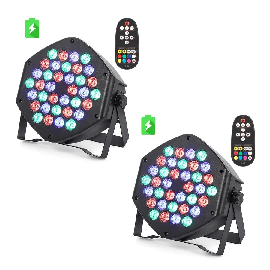 

Rechargeable Par Can Lights 2 Pack Wireless Led Uplights Battery Powered Uplighting RGB 36W Stage Lighting for Events Dj Wedding