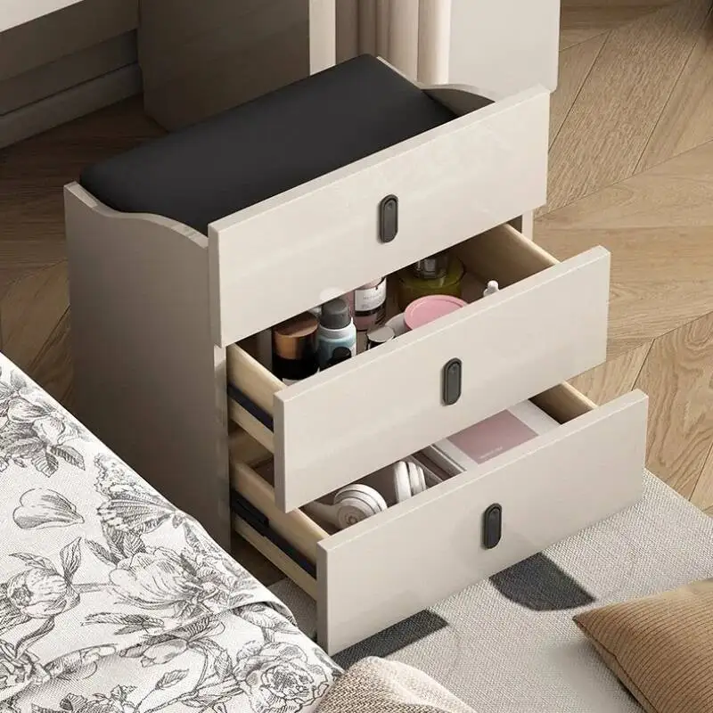 طاولة تزيين بجانب السرير مصنوعة من الخشب الصلب، خفيفة إيطالية فاخرة للمكياج، مكتب الغرور، أثاث غرفة النوم، أدوات الزينة، مصباح LED