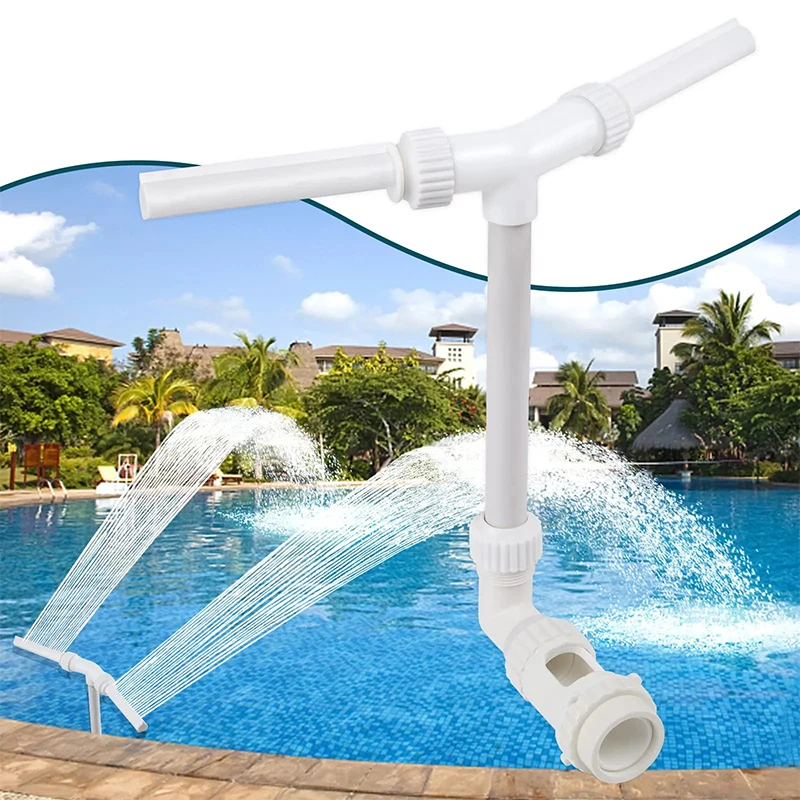 Fuente de piscina de doble pulverización ajustable, aspersor de cascada para piscina, rociador de fuente de jardín al aire libre, soporte de montaje Universal