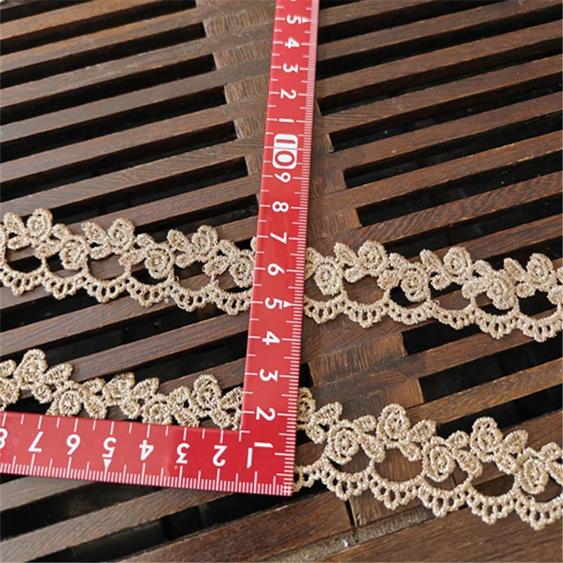 5YDS,10YDS/LOT 2.8CM Wedding Dress Fluorescent Lace Applique Gold Thread Embroidery Lace Accessories Trim 2020031905SOMELACE
