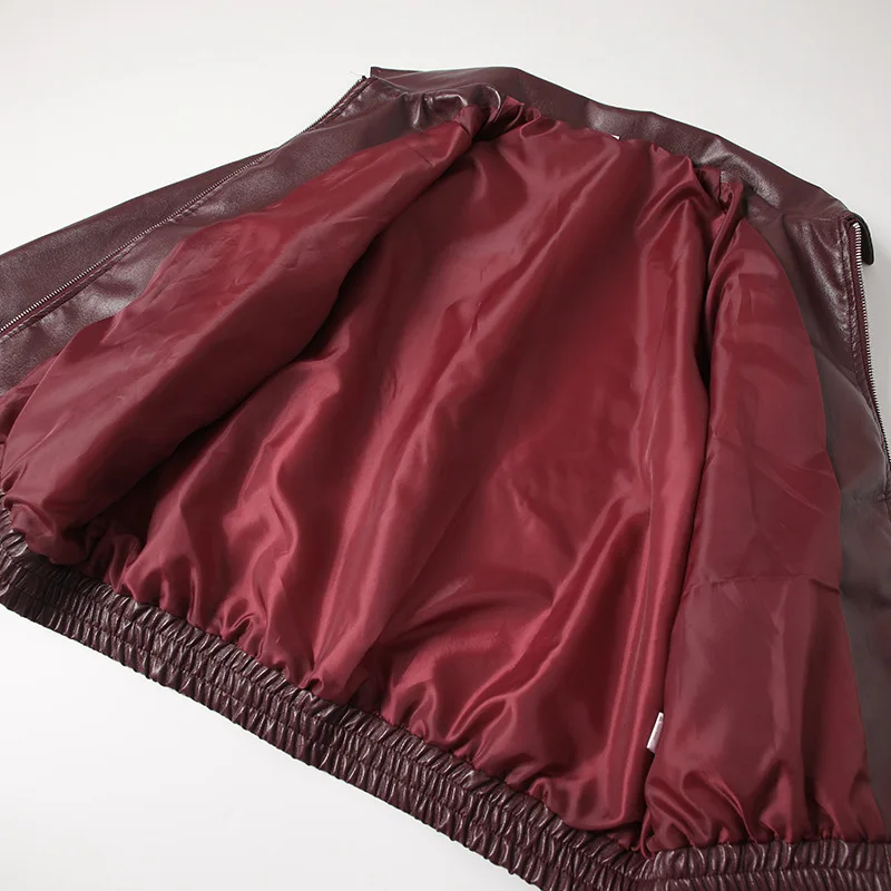 Retro Cool Long Sve Zipper Sle Leather Jaet Neues Damen-Faion 2025, dünnes Modell mit Umlegekragen für die Herbstsaison