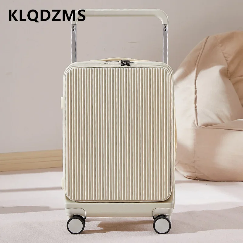 KLQDZMS-Valise d'embarquement légère à chargement USB, valise à roulettes PC multifonctionnelle, ouverture frontale, 20 po, 22 po, 24 po, 26 po