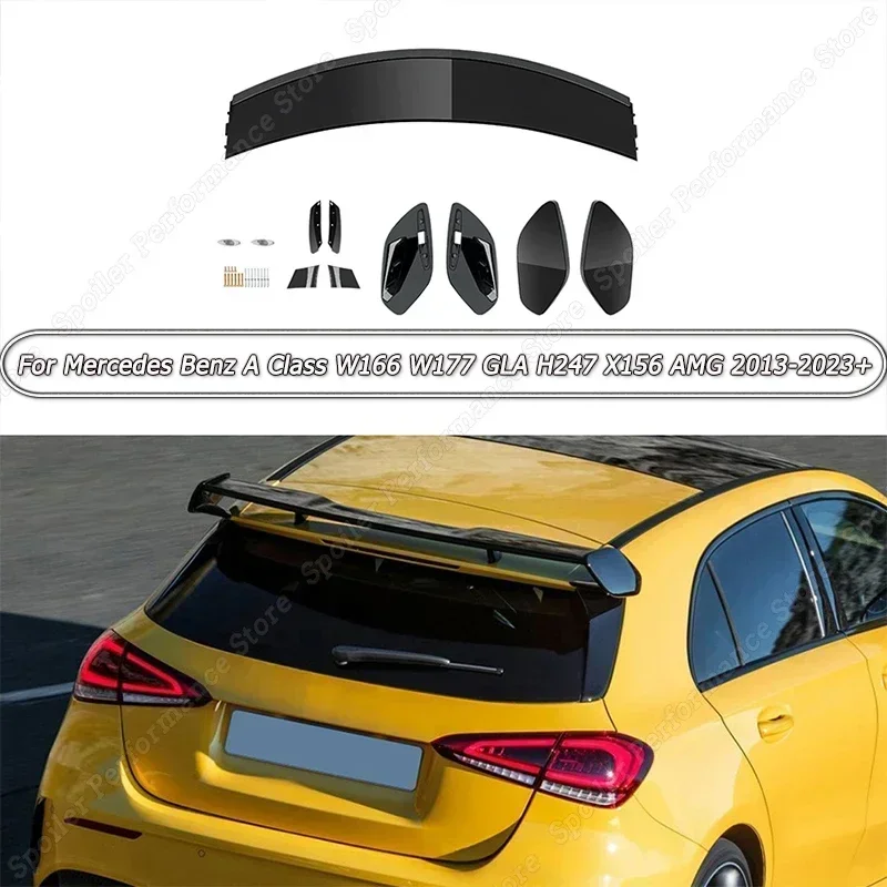 Rear Trunk Roof Spoiler ABS Gloss Black Wing Body Trim For Mercedes Benz A Class W176 W177 GLA X156 GLA45 H247 GLA180 2013-2023+