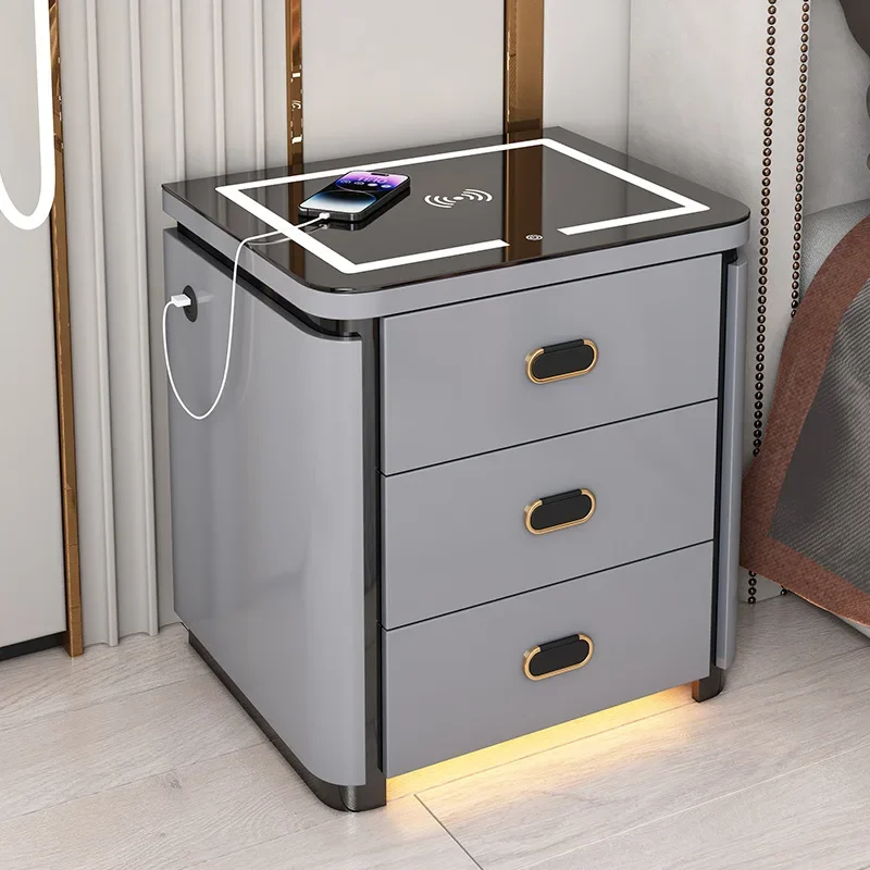 Intelligent bedside table safe integrated cabinet password lock wireless charging lamp USB bedroom hidden bedside safe