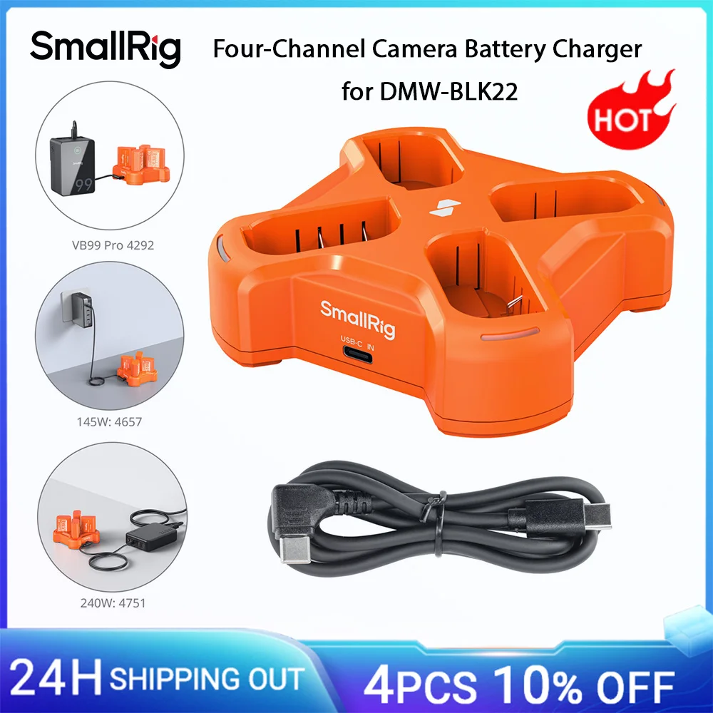 

SmallRig 4-Channel Camera Battery Charger for DMW-BLK22 for DC-S5/S5K/S5II/S5IIX/S5M2 With 45W PD Protocol Inpu 5748