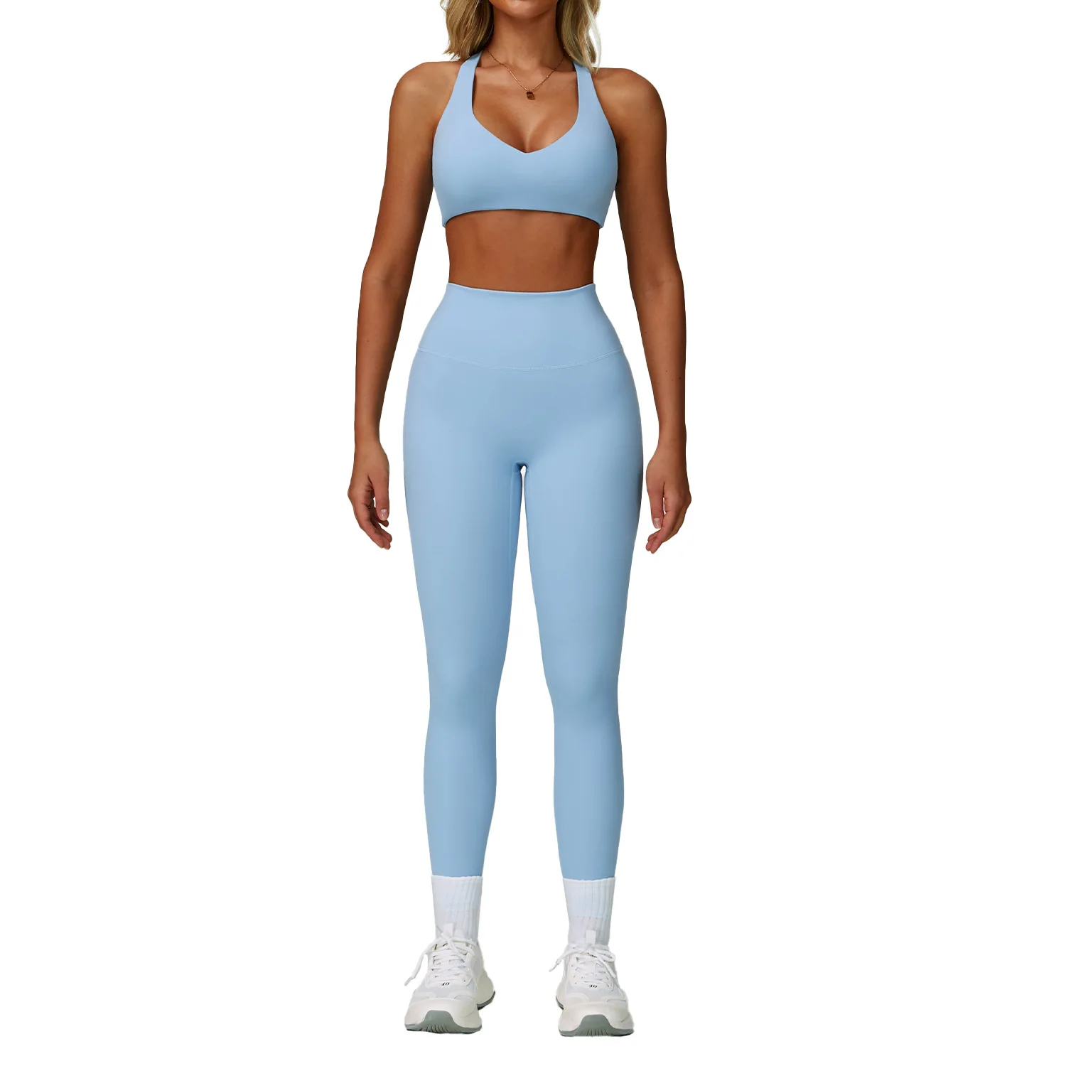 

Maxdutti Summer Nude Yoga Set Tight Fitting And Quick Drying Fitness Suit Outdoor Sports Running Three Piece Set