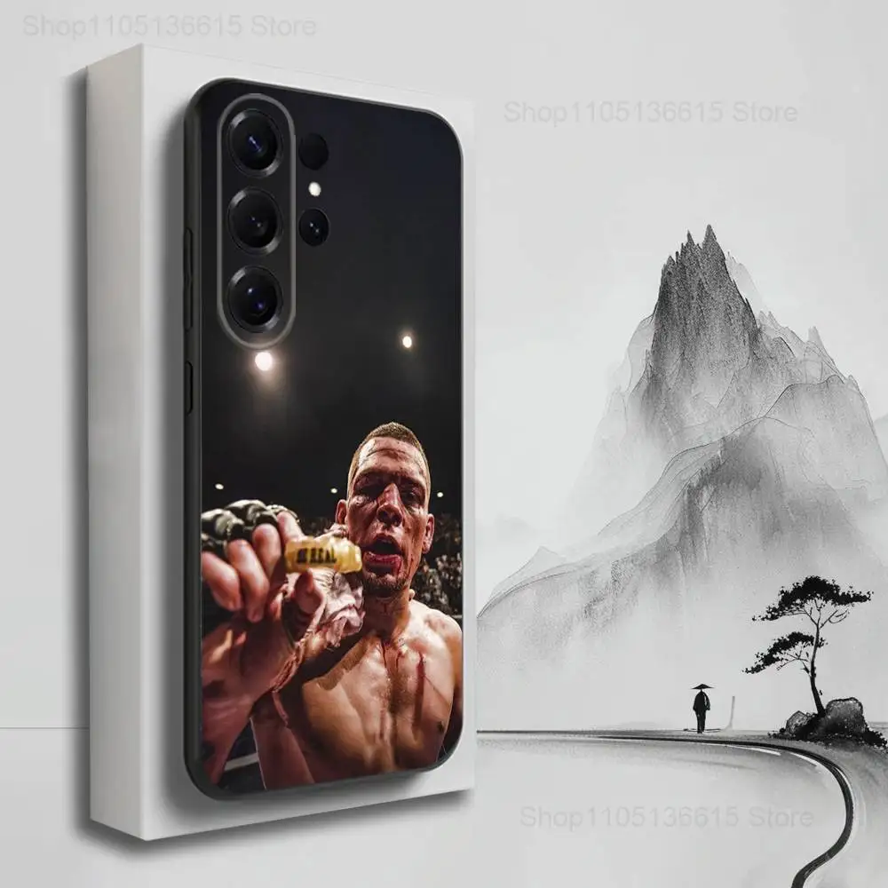 حافظة هاتف Boxing N-Nate D-Diaz لهاتف سامسونج S25، S24، S23، S22، S21، S20، S10، S9، Ultra، Plus، Lite، FE، غطاء أسود من السيليكون الناعم