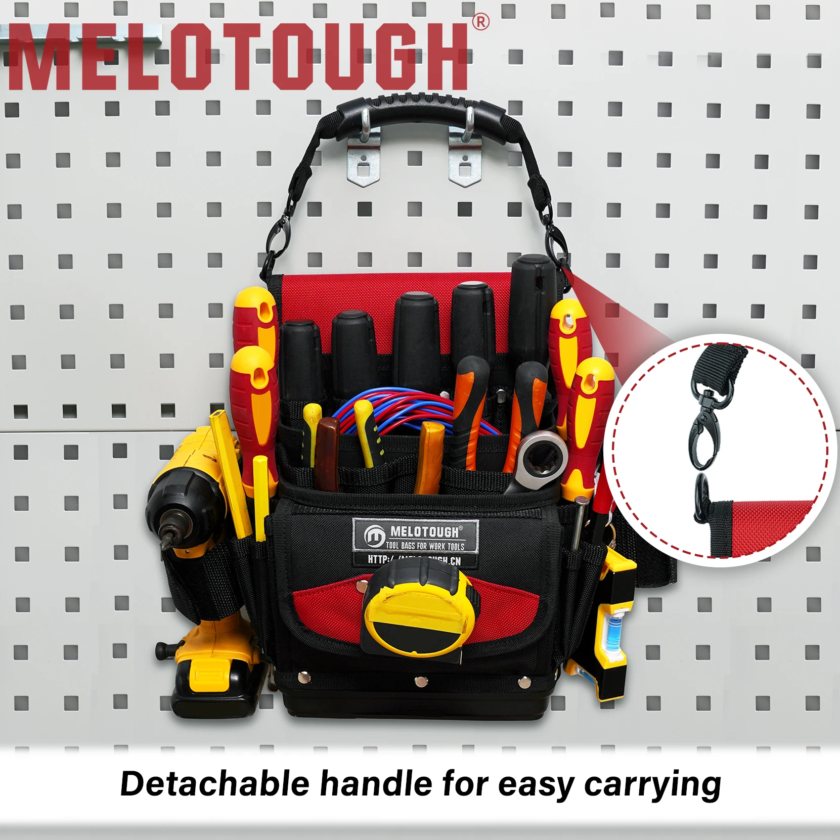 ベルトクリップ付きツールポーチバッグ、オープンタイプツールポーチ、ハードボトム付きHVACメンテナンスツールバッグ（整備士、大工、暖房技師向け）