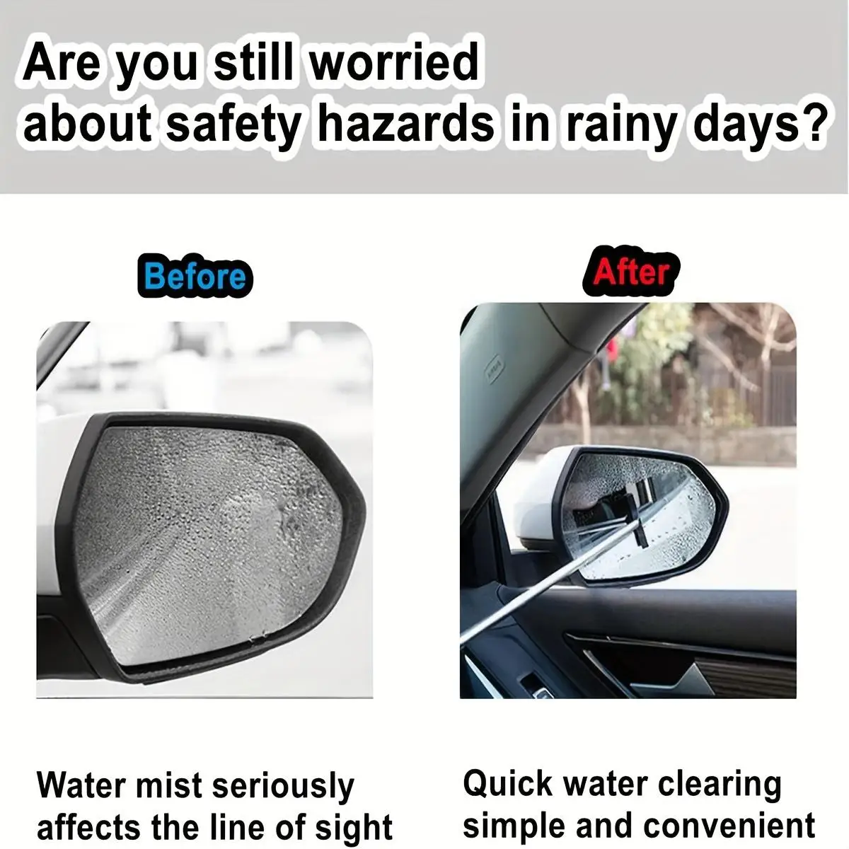 1Pc Car Rearview Mirror Wiper Universal Automotive Car Accessories Telescopic Auto Mirror Squeegee Cleaner Long Handle Portable