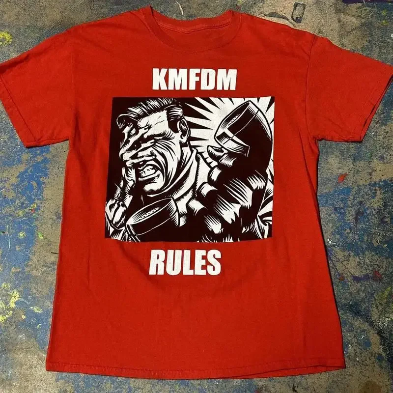 Vintage KMFDM Band Rules Heavy Cotton Red T Shirt AP449