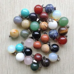 Natural Stone tiger eye quartz crystal red onyx mix ball pendants charms for jewelry making 24pcs/lot wholesale fast shipping