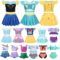 Girls Swimwear Summer Party Princess Elsa Anna Bikini Snow White Rapunzel Belle Cute Anime Swimsuit Baby Kids Fairy Clothing Set