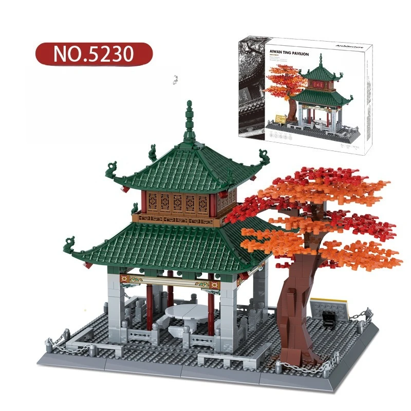 ตัวต่อเซมโบ หูหนาน ไอวาน พาวิลเลียน ของเล่นตัวต่อสร้างสรรค์แบบประกอบเอง สไตล์โบราณ โมเดลตัวต่อขนาดเล็ก ของขวัญ