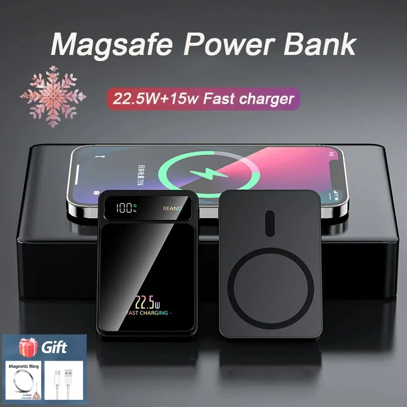 New 22.5W Fast Charging50000mAh Magnetic Qi Wireless Charger Power Bank Mini Powerbank for iPhone 15 14 Samsung Xiaomi