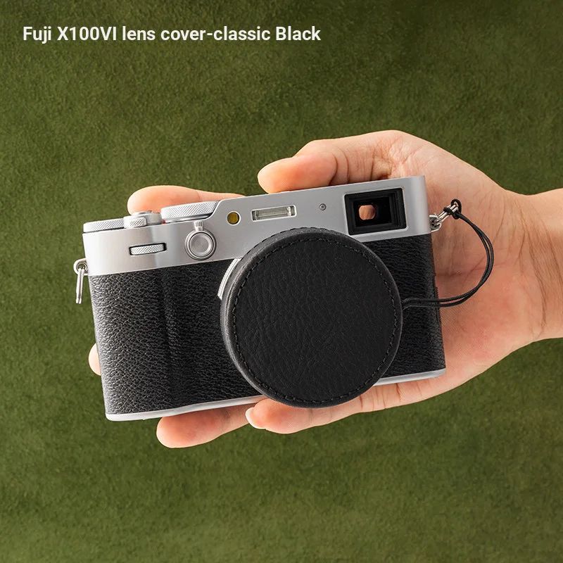 Leather camera lens cap for Fujifilm X100VI/X100V anti-loss protection cover xhalf Ricoh GR/GR3 camera dust cover