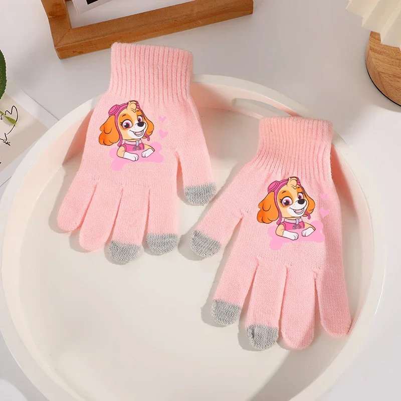 PAW Patrol Knitted Gloves Girl Anime Cute Thick Mittens Winter Outdoor Windproof Warm Gloves Children's Cartoon Christmas Gift