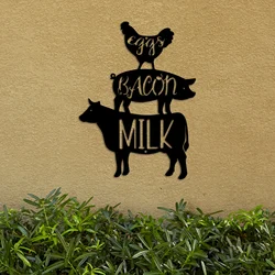 Metal Wall Art Farm Animal Decoration Wall Plaque Cow Pig Chicken Decorations for Indoor and Outdoor Home Kitchen Garden