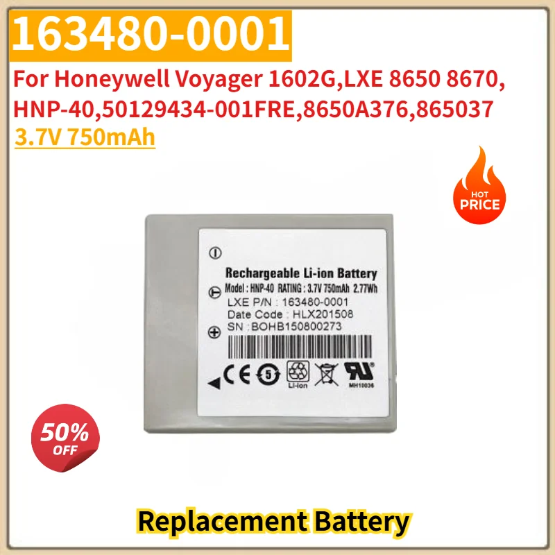 163480-0001 High Quality Battery 3.7V 750mAh for Honeywell Voyager 1602G,LXE 8650 8670,HNP-40,50129434-001FRE,8650A376,865037