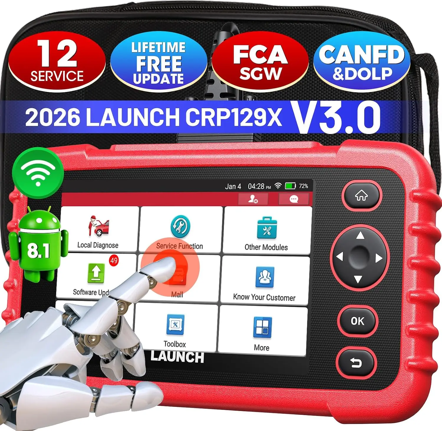 LAUNCH CRP129XVersion3.0 OBD2 Scanner Code Reader Diagnostic Tools Engine ABS SRS AT Oil SAS EPB TPMS Reset Creader129X OBDII launch