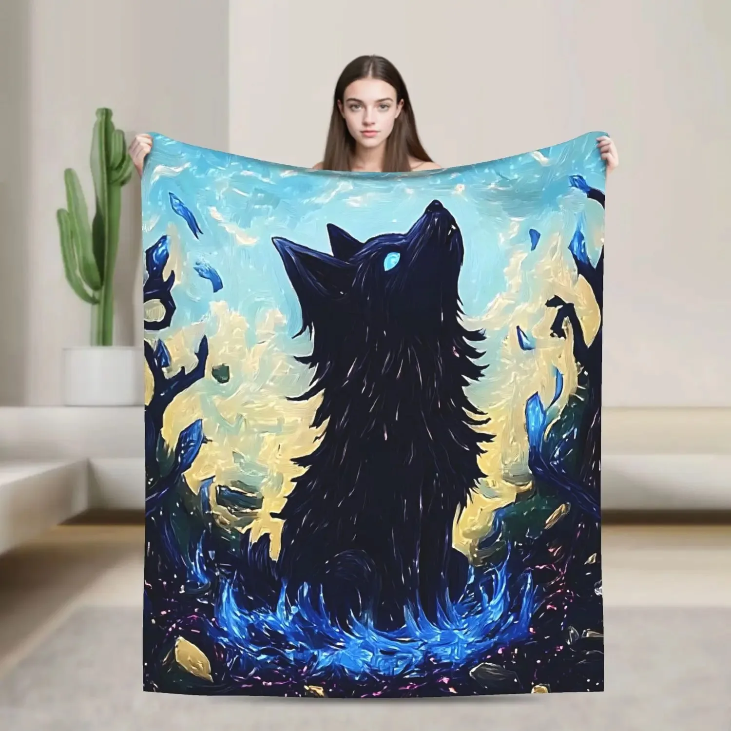 

Wolf Art Flannel Blanket - Soft Warm Durable Wildlife Home Throw