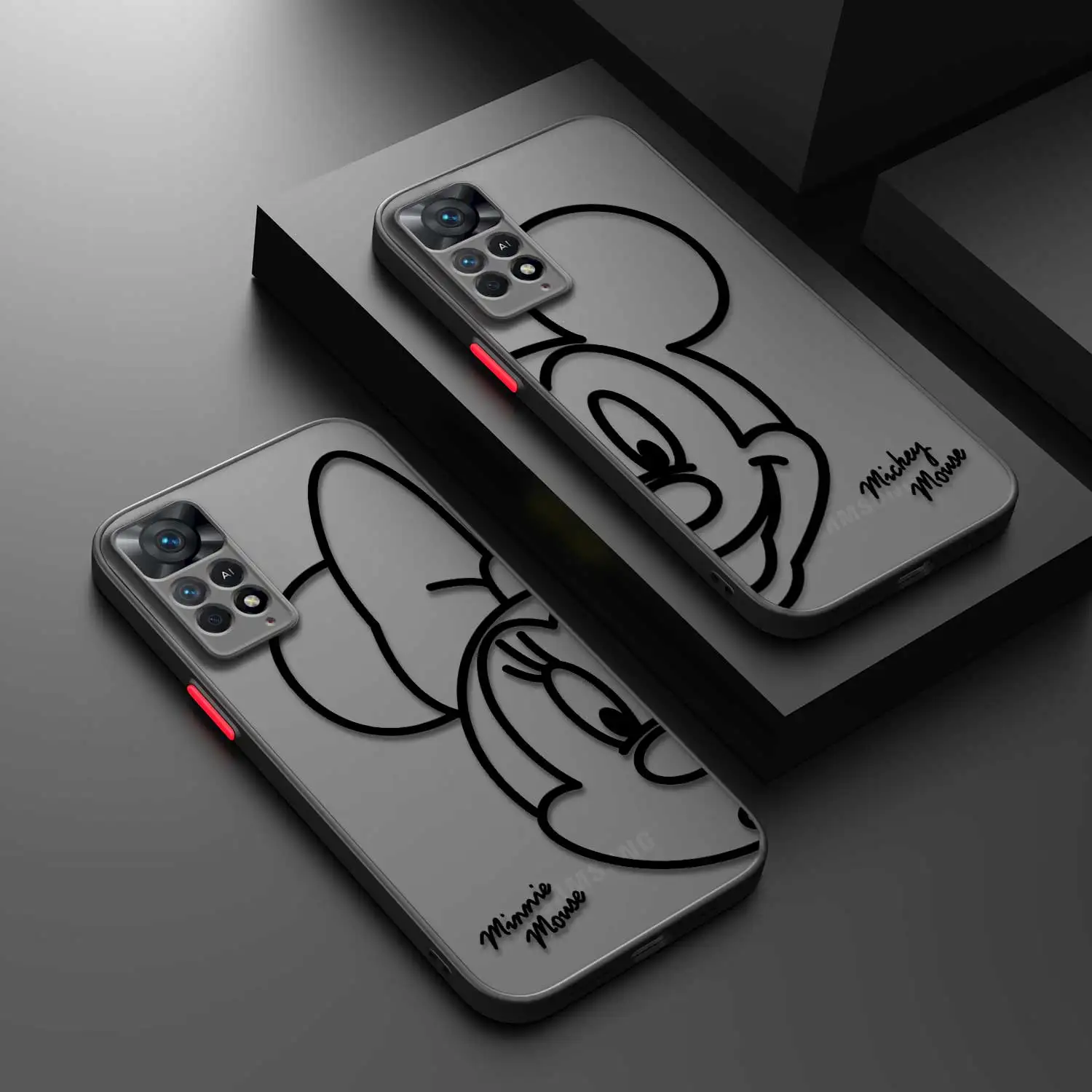 Matte Phone Case For Xiaomi Redmi Note 13 11 12 12S 10 Pro 9 8T 9S Cover for Redmi 10 K40 10C 9 12C Disney Mickey Minnie Couple