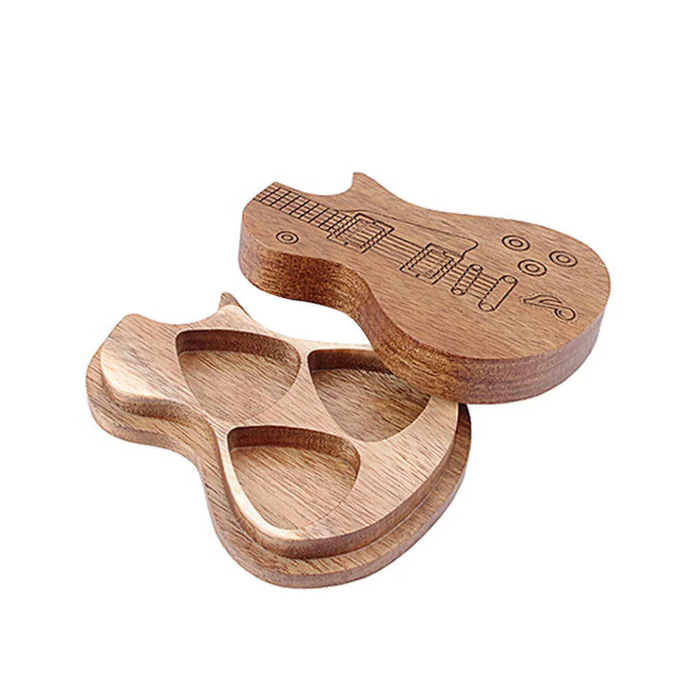 

1Pcs Wood Guitar Pick Storage Holder Handmade Durable Organizer Smooth Polished Case for Guitarist Travel Party School