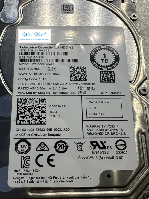 

Для R630 R730 ТБ 6G 7,2 K SATA 2,5 ST1000NX0423 031N08