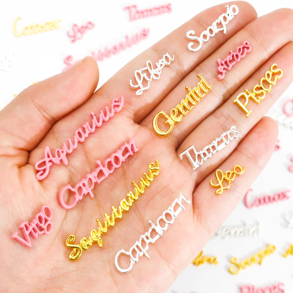 Astrologia Constelação Rebite Nail Charms, Liga de Metal, 12, 18-45mm, Ouro, Prata, Leão, Virgem, Libra, Escorpião, Nail Art