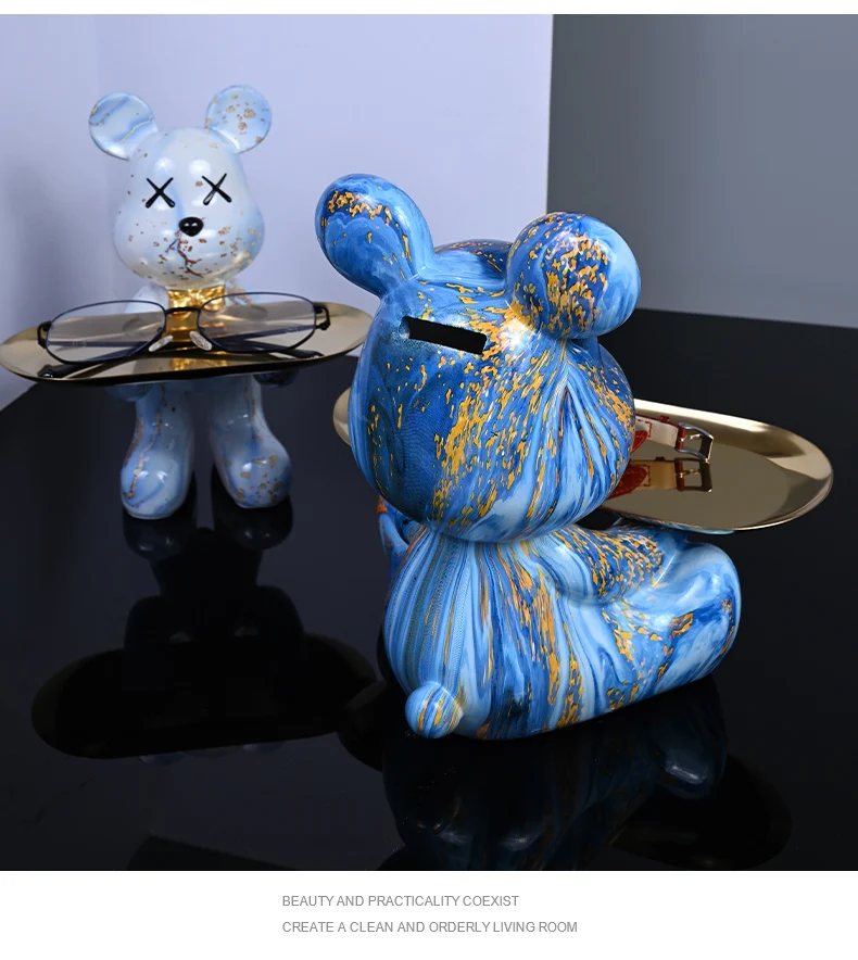 Bunte Bärenstatuen und Skulpturen Butler Figur Ornamente Innen Nordic Dekorative Zimmer Tischdekoration Harz Handwerk Geschenk – Detail 14