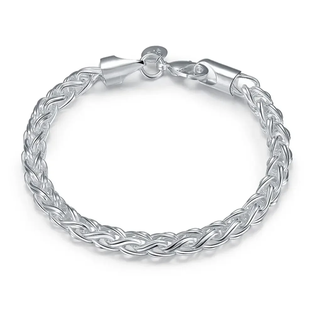 2024 New 925 Sterling Silver High Quality Fishbone Bracelet For Woman & Men's Christmas Valentine's Day Jewelry Gifts Wholesale