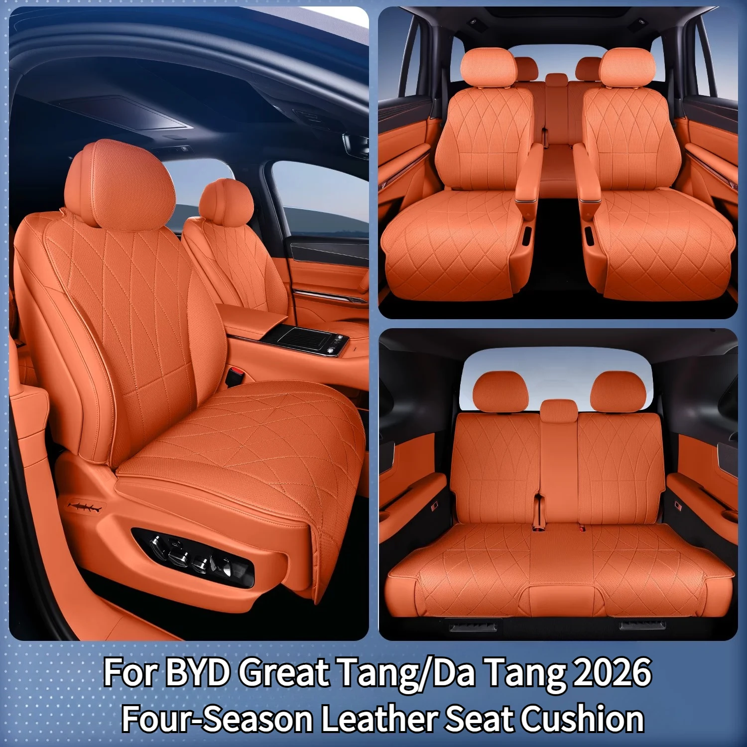 For BYD Great Tang/Da Tang 2026 All-Season Universal Seat Cushion Leather Seat Covers Comfortable Breathable Car Accessories