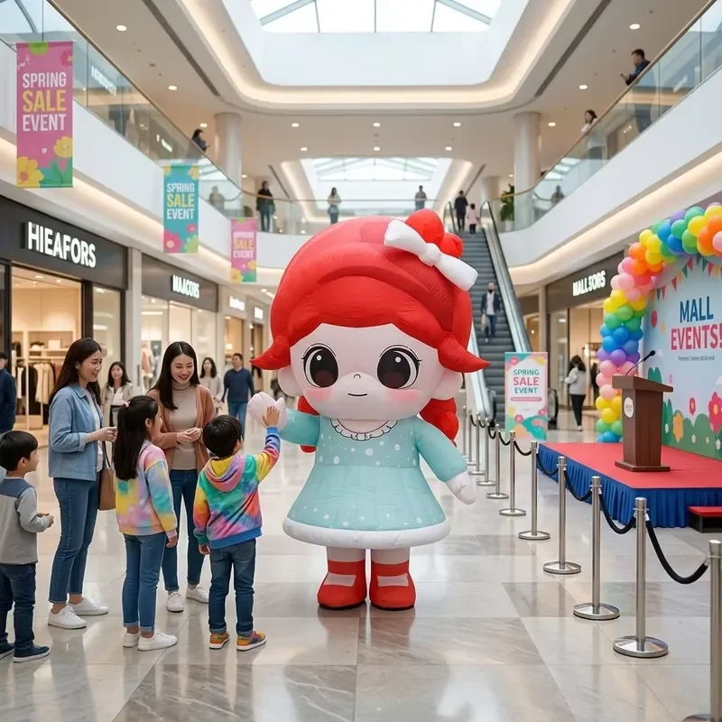 2026 360 Inflatable Giant Custom Girl Advertising Design Waterproof Durable Big Cartoon Mascot Walking Inflatable Costume for