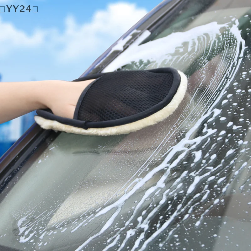 〔YY24〕Car Cleaning Sponge Glove Car Polishing Washing Mitt Gloves Microfibre Wash For Automotive Kitchen Homes Cleaner Wool