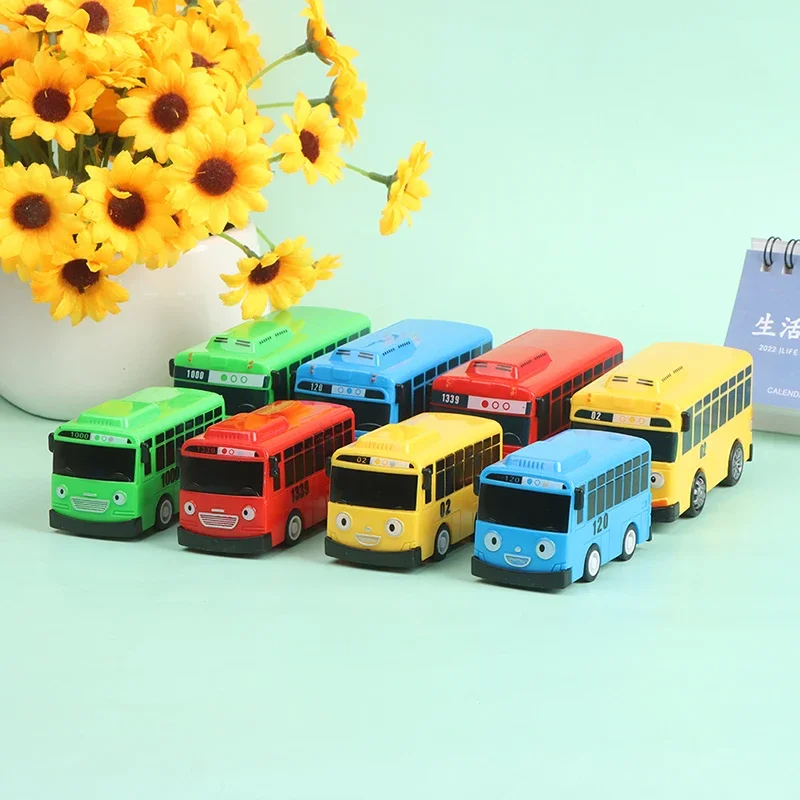 4 pcs/set bus Little Bus Cartoon Pull Back Car Toy Set  Red Yellow Blue Green Bus Car Model Children Kids Educational Gifts