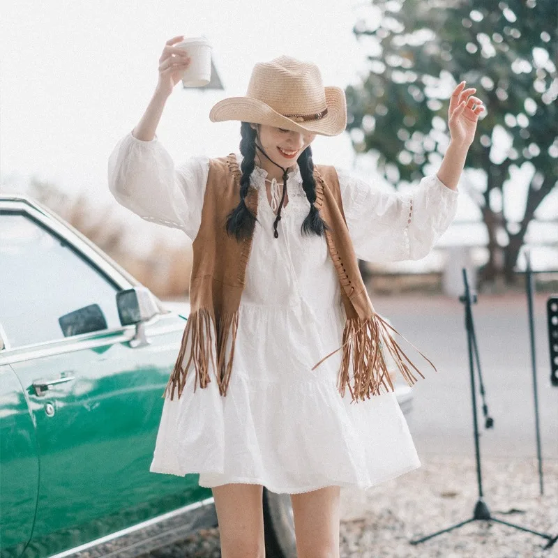 Gilet di jeans alla moda coreana da donna autunno nuova giacca cardigan con nappa cappotto capispalla stile bohemien abbigliamento femminile