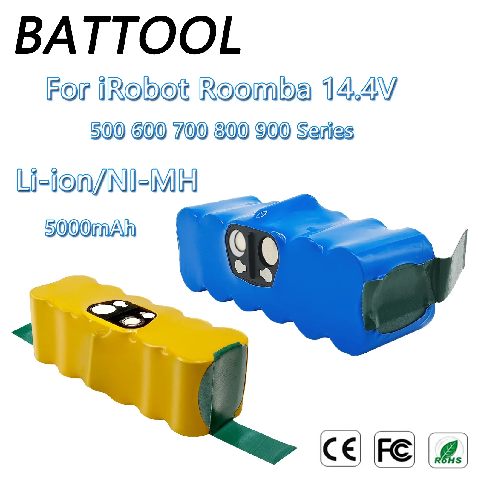 بطارية مكنسة كهربائية 5000mAh 14.4V لآي روبوت رومبا 500 600 700 800 900 سلسلة 510 530 550 650 770 780 790 870 880 960 980