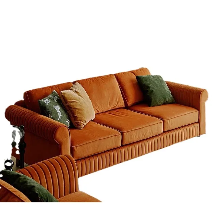 

American light luxury retro fabric sofa living room single double three more people creative sofa combination French small apart