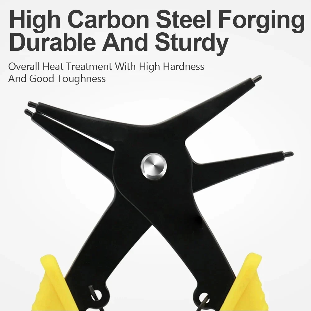 Internal And External Spring-loaded Pliers Dual-purpose Snap Rings 2-In-1 Mounting And Dismounting Tools Hardware