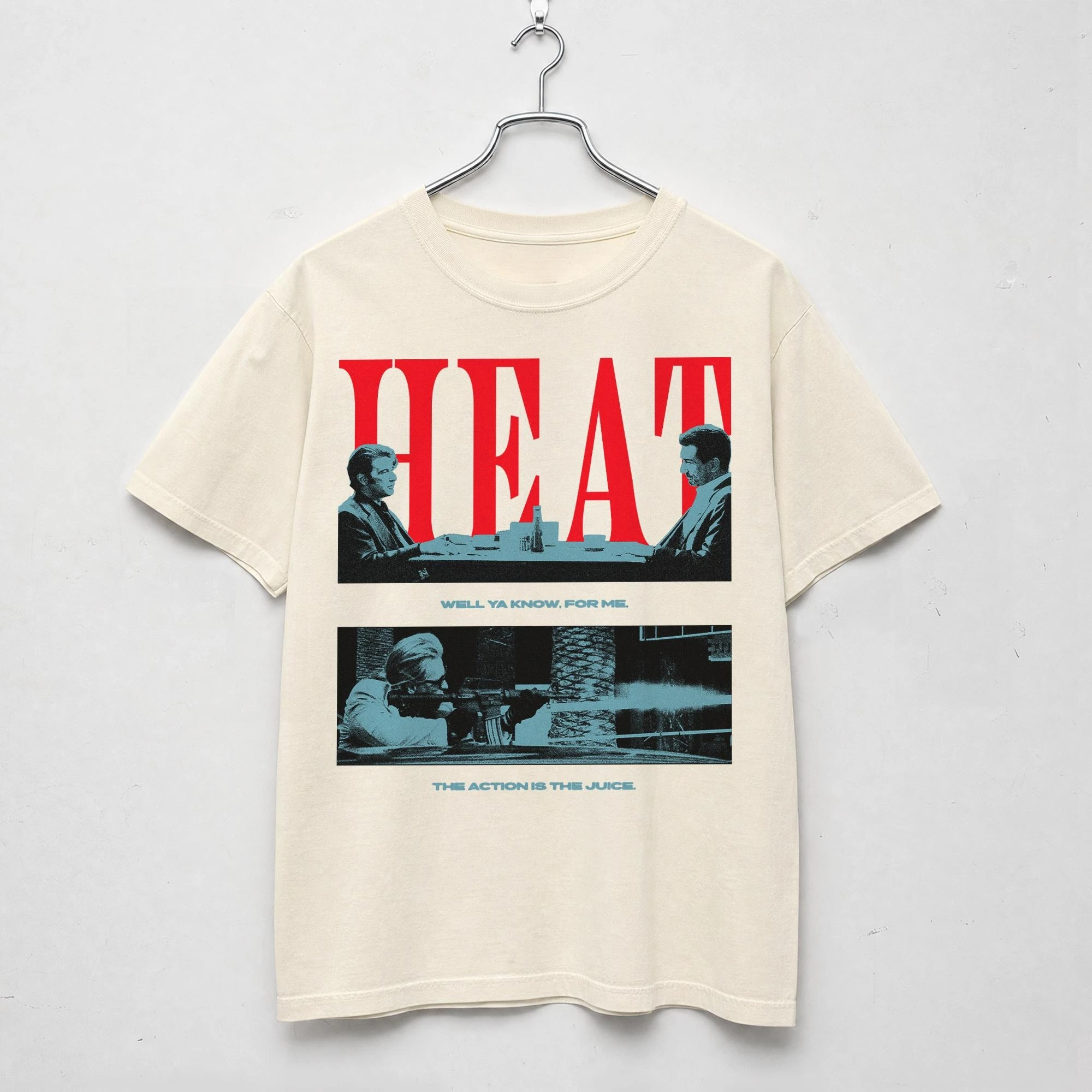Vintage 90's Movie Graphic T-Shirt Diner Scene Heat Graphic Tee Y2K Streetwear Movie Graphic Short Sleeve Top Casual Round Neck