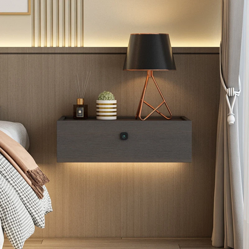 Suspension fingerprint lock bedside table atmosphere sensor light modern simple bedroom solid wood creative minimalist light