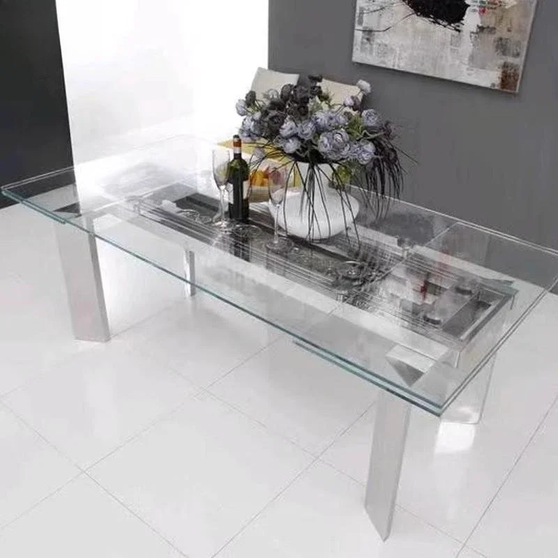 Dining table designer light luxury Nordic glass gear telescopic electroplating multi-functional table