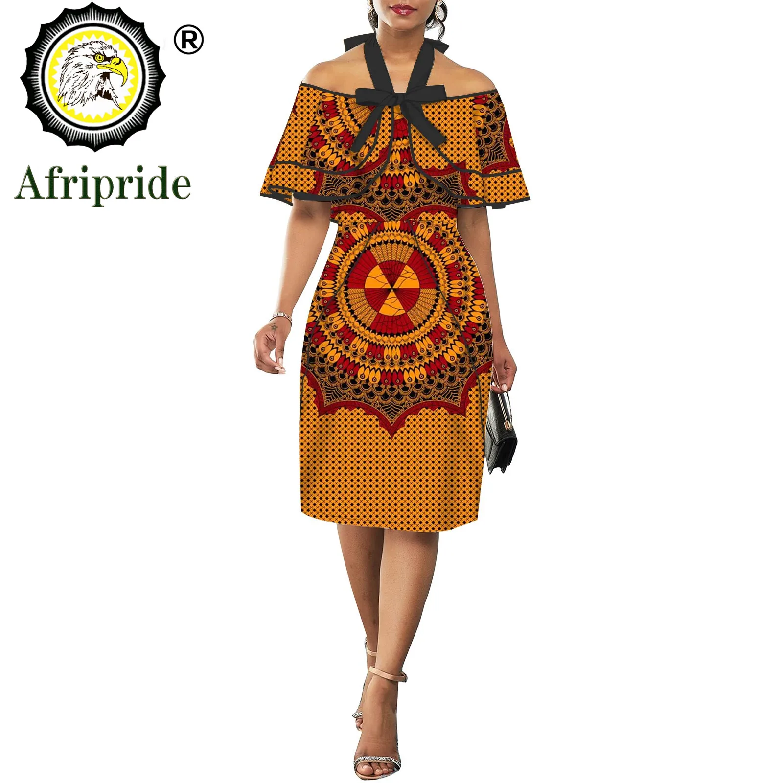 2024African Print Dresses for Women Haiter Short Sleeve Knee-length Summer Formal Flower Sexy Party Dress AFRIPRIDE S1925089