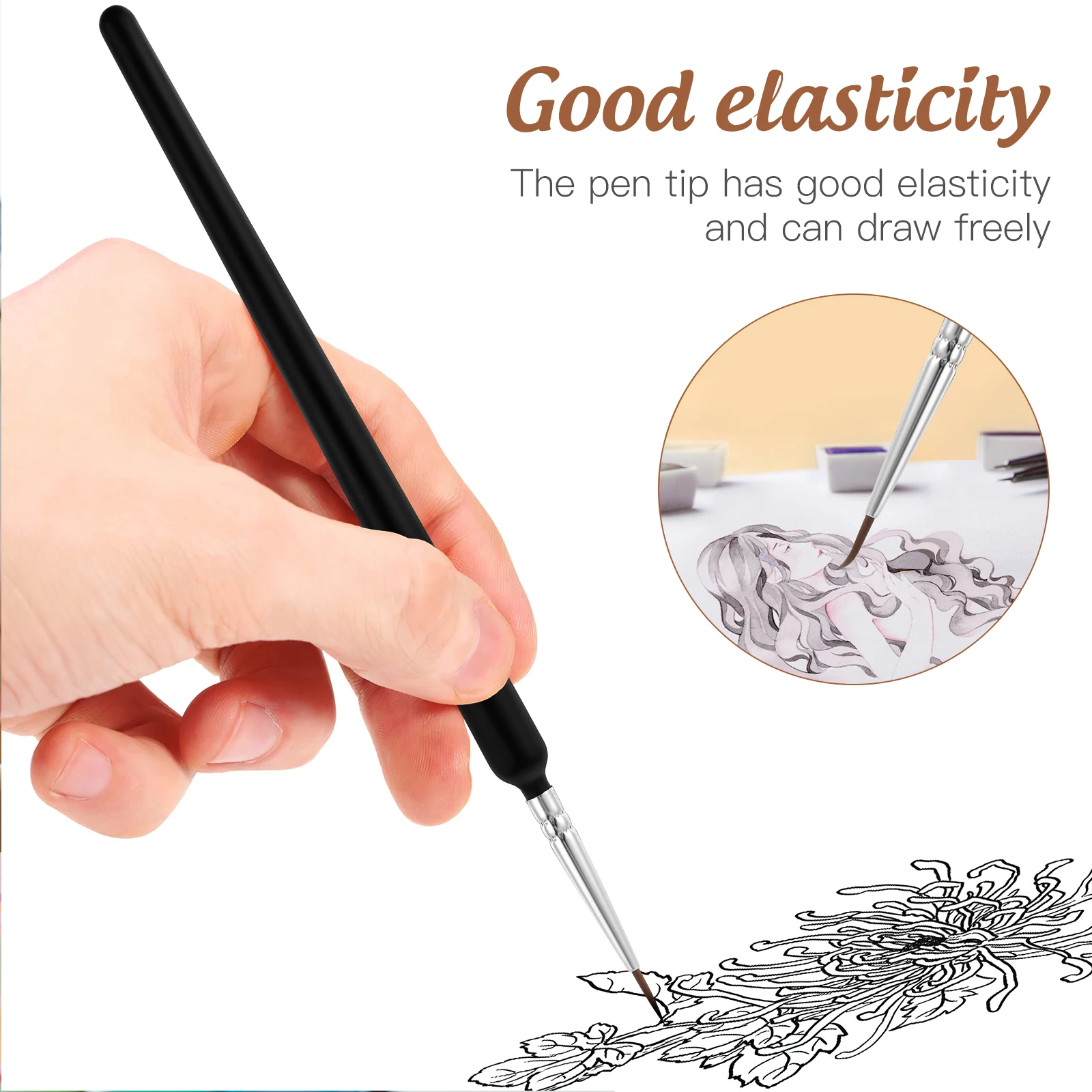 

5 Pcs Nail Art Line Pen Model Painting Brush Fine Brushes Detail Blue Set Wooden for Tool Oil