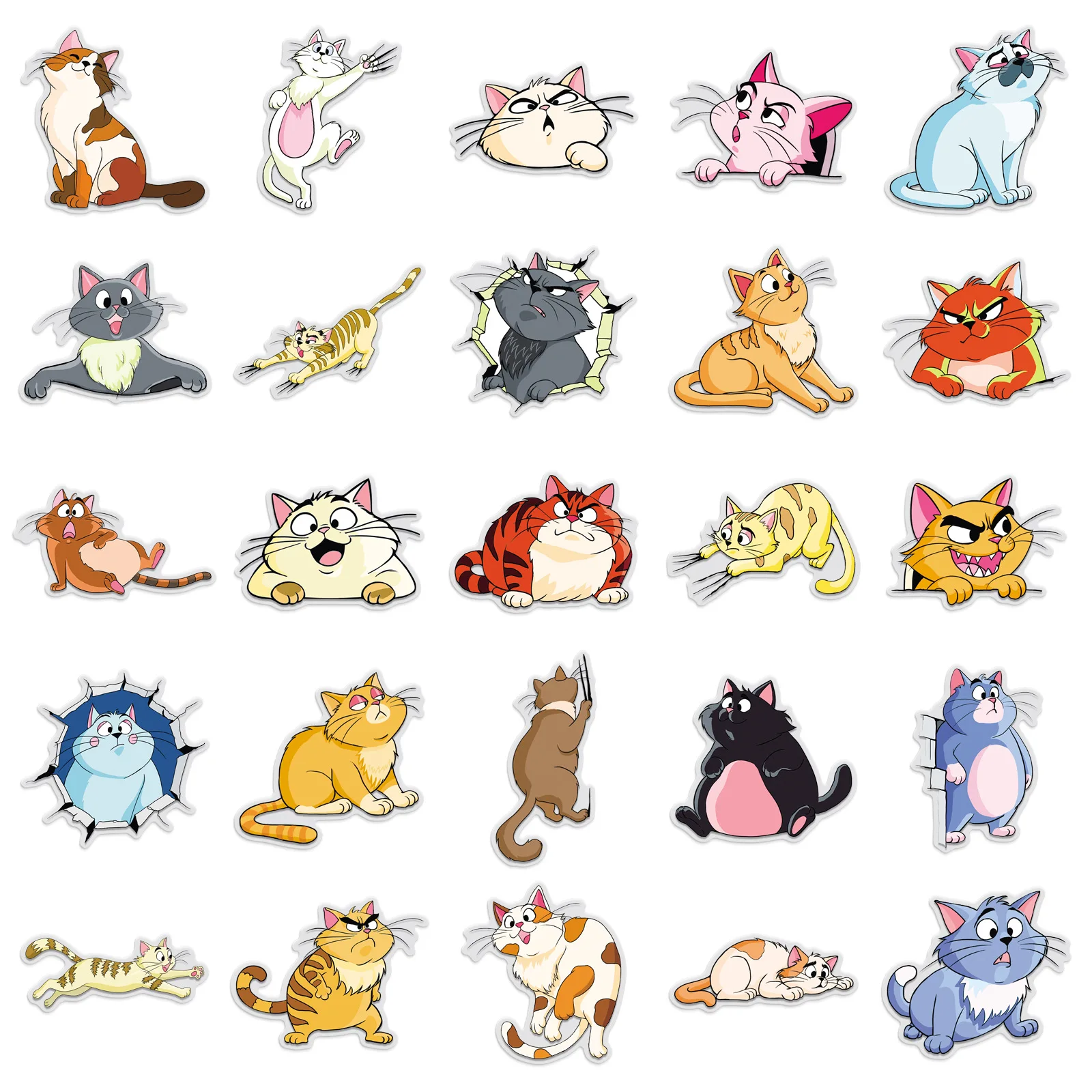 50/100 pçs transparente pet engraçado gato adesivo bonito gatinho dos desenhos animados decoração à prova dwaterproof água diy portátil papelaria adesivo