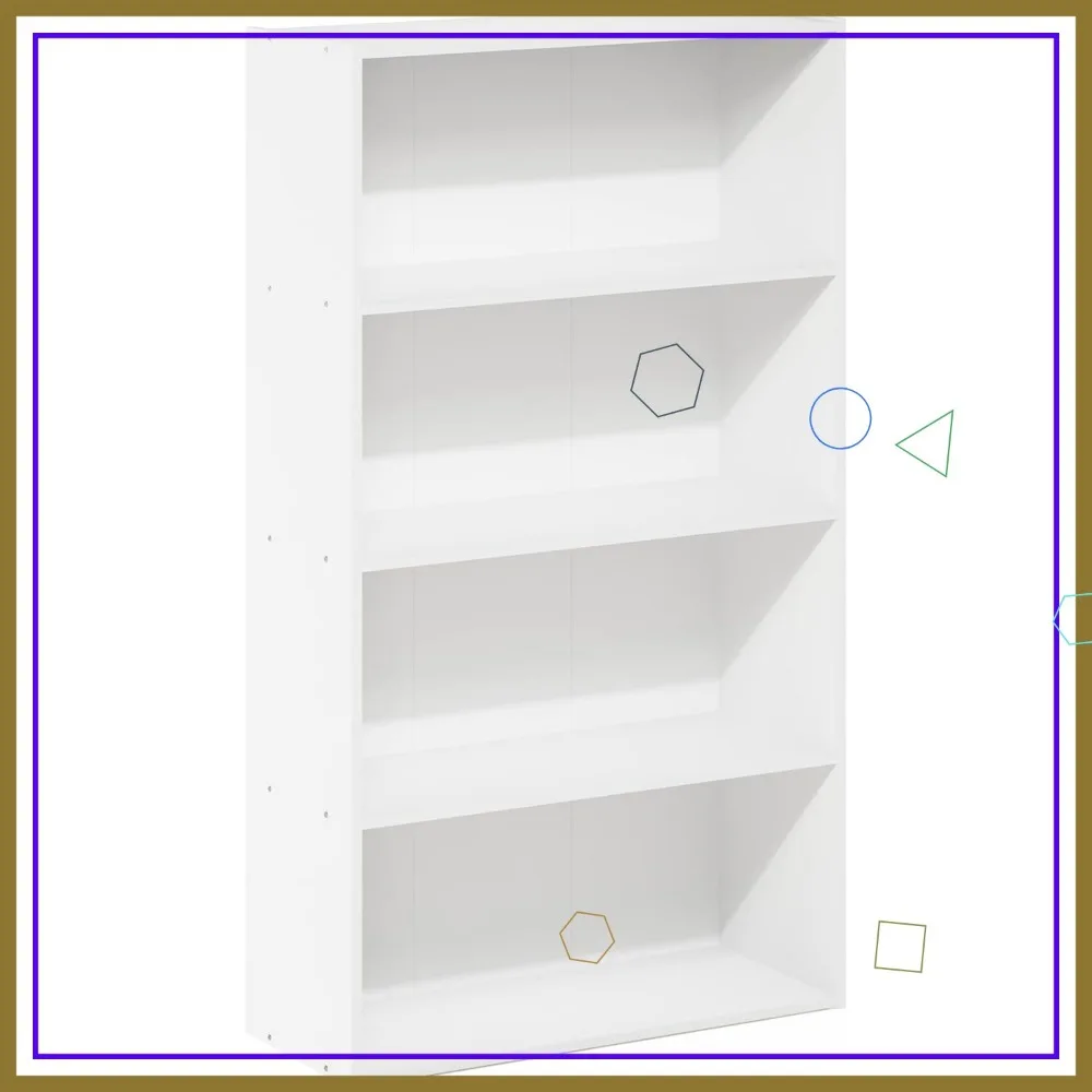 

4-Tier Bookshelf, Open Shelf Bookcase for Living Room, Bedroom, Home Office, White, 9.4x23.6x41.7 Inches